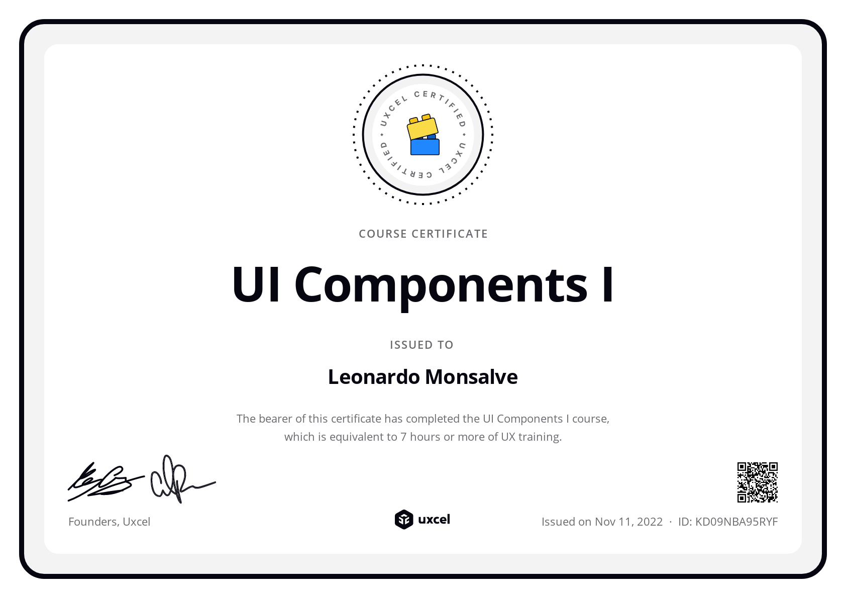 Leonardo Monsalve's certificate